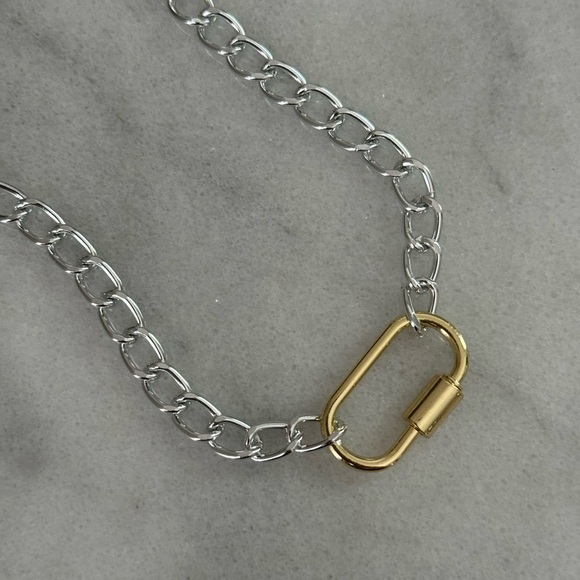 COPY - Silver Gold Carabiner Clasp Chain Link Necklace 

Brand New - Picture 1 of 3